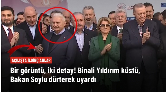 Bir görüntü, iki detay! Binali Yıldırım küstü, Bakan Soylu dürterek uyardı