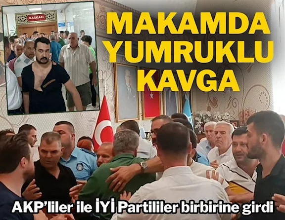 AKP'liler ile İYİ Partililer birbirine girdi! Yumruklar havada uçuştu